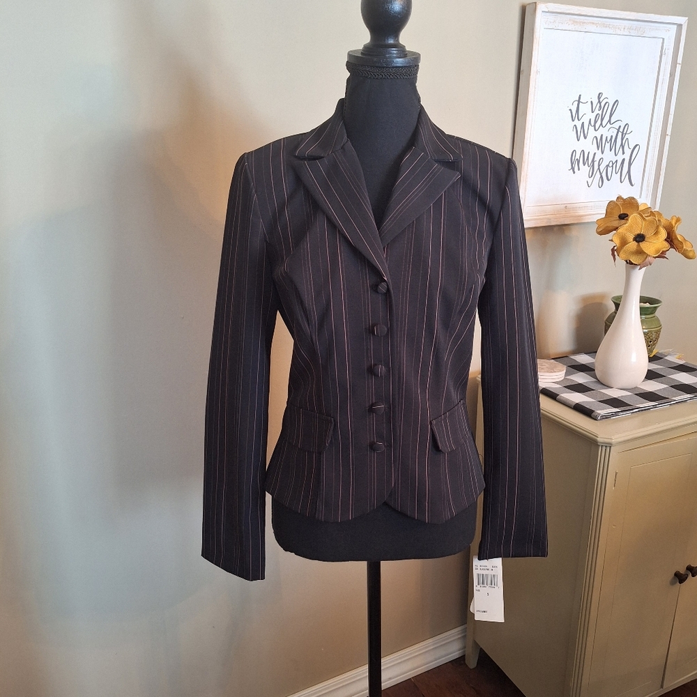 Dead stock y2k Office Siren Pink Striped Black Blazer suit jacket Speechless 5